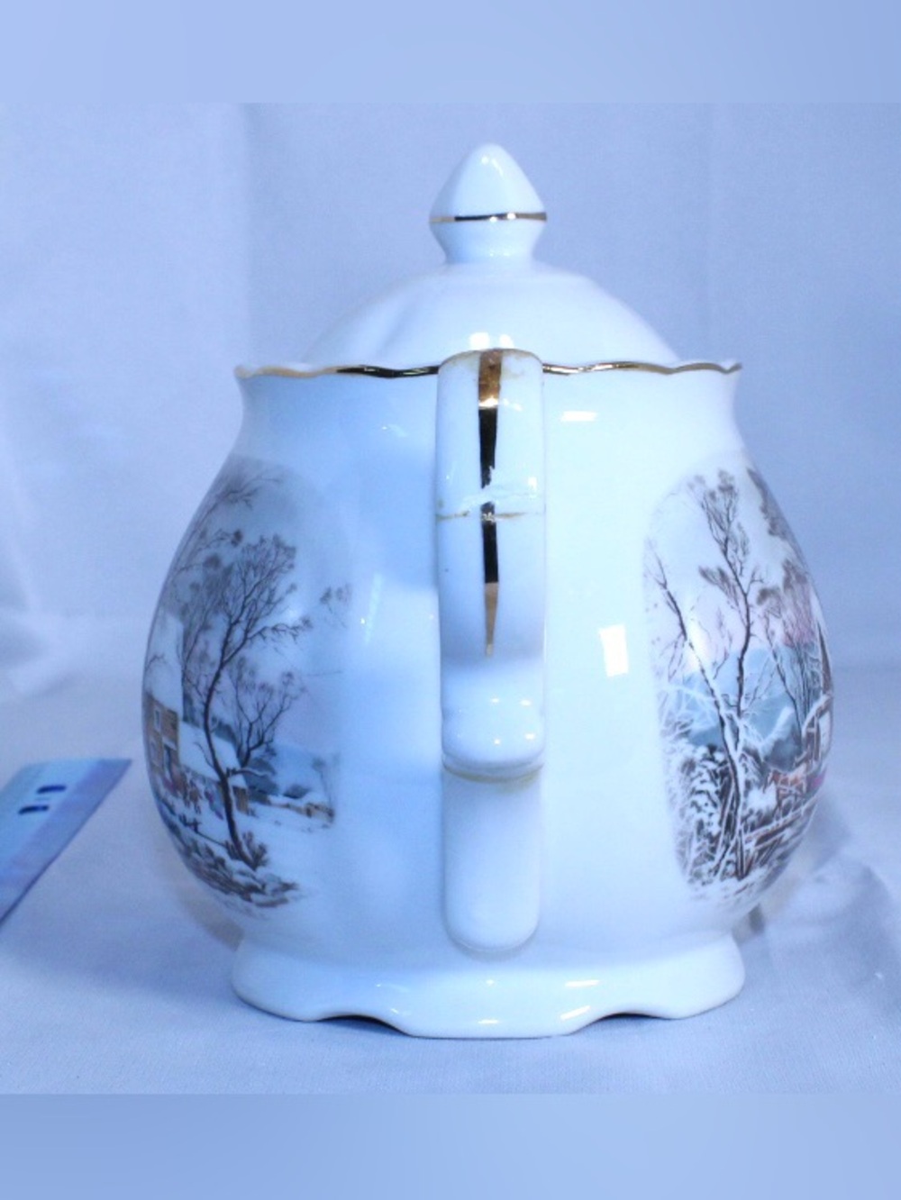 Vintage Porcelain 1977 Avon Currier & Ives “The Old Grist Mill” Teapot - Picture 4 of 13